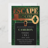 Escape Room Party Lock en Key Green Binaire Code Kaart (Voorkant)
