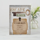 Escape Room Party Lock en sleutel beton en stenen Kaart (Staand voorkant)