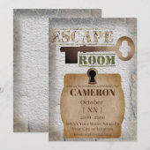 Escape Room Party Lock en sleutel beton en stenen Kaart (Voorkant / Achterkant)