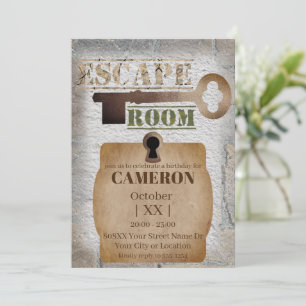 Escape Room Party Lock en sleutel beton en stenen Kaart