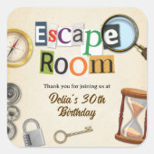 Escape Room Party Vierkante Sticker (Voorkant)
