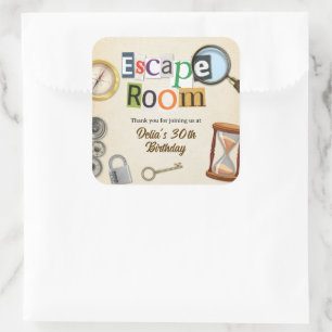 Escape Room Party Vierkante Sticker