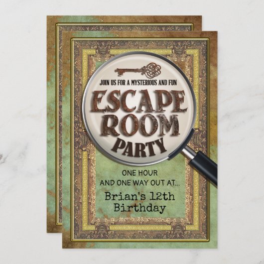 Escape Room Party Voor- en Achteruitnodiging Kaart (Voorkant / Achterkant)
