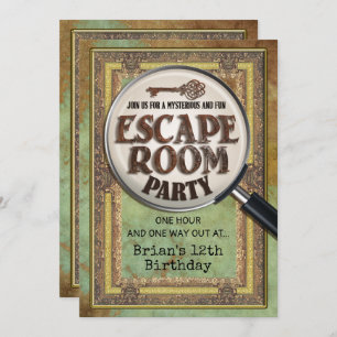 Escape Room Party Voor- en Achteruitnodiging Kaart