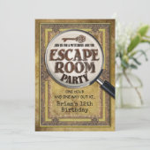 Escape Room Party Voor- en Achteruitnodiging Kaart (Staand voorkant)