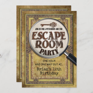 Escape Room Party Voor- en Achteruitnodiging Kaart