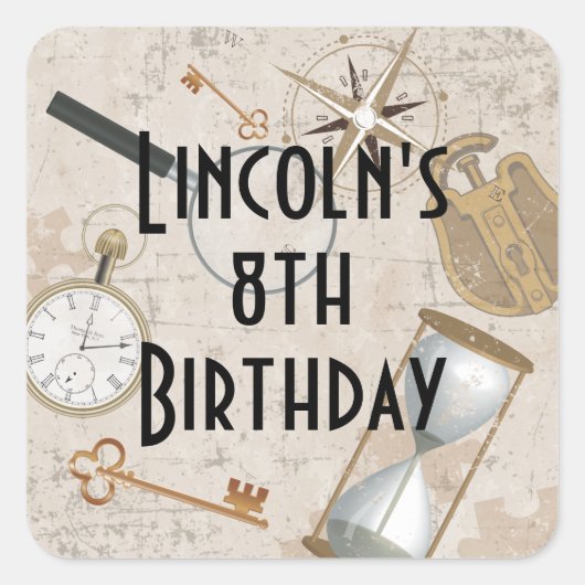 Escape Room Scavenger Hunt Puzzel gepersonaliseerd Vierkante Sticker (Voorkant)