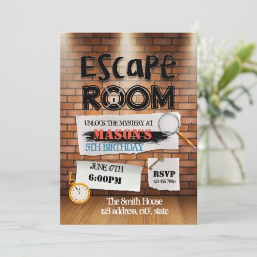 Escape Room uitnodiging (Staand voorkant)