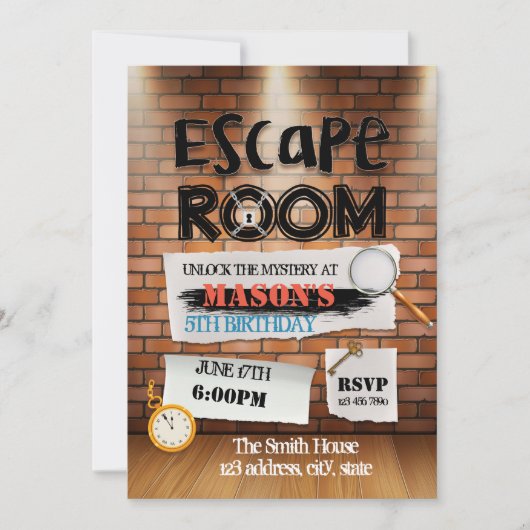 Escape Room-uitnodiging Kaart (Voorkant)