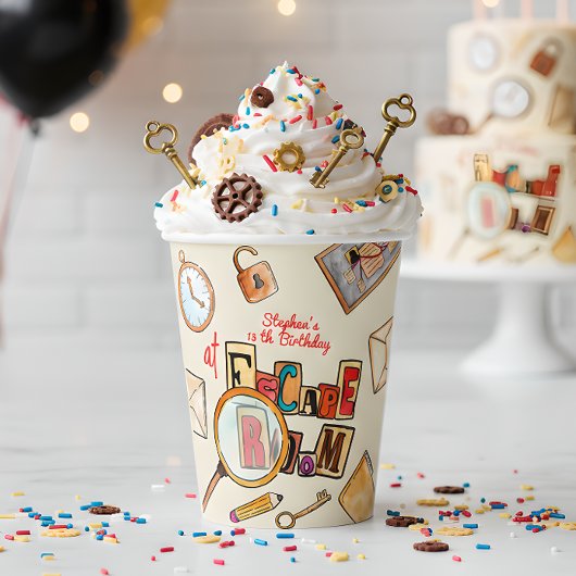 Escape room verjaardag papieren bekers