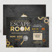 Escape Room Verjaardag Party Clues Cogs Keys Foto Kaart (Voorkant / Achterkant)