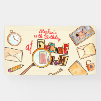 Escape room verjaardag spandoek