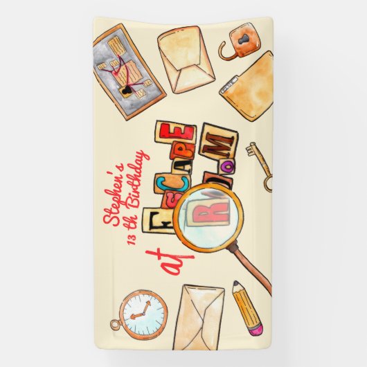 Escape room verjaardag spandoek (Verticaal)