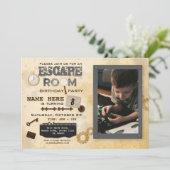 Escape Room Verjaardagsfeest Foto Clues Spion Kaart (Staand voorkant)