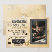 Escape Room Verjaardagsfeest Foto Clues Spion Kaart (Voorkant / Achterkant)