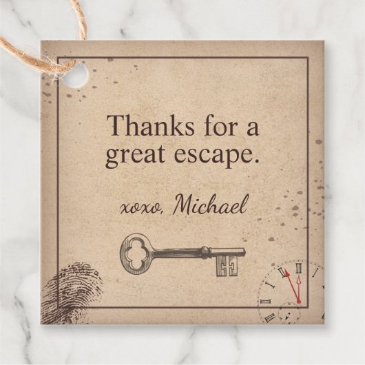 Escape Room verjaardagsfeestje dank je Bedankjes Labels (Voorkant)