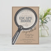 Escape room verjaardagsfeestje kaart (Staand voorkant)