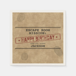 Escape Room Verjaardagsfeestje Mysterie Aangepaste Servet