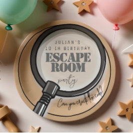 Escape room verjaardagsfeestje papieren bordje