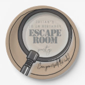 Escape room verjaardagsfeestje papieren bordje (Voorkant)
