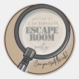 Escape room verjaardagsfeestje ronde sticker