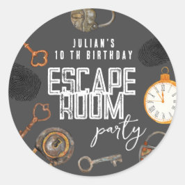 Escape room verjaardagsfeestje ronde sticker