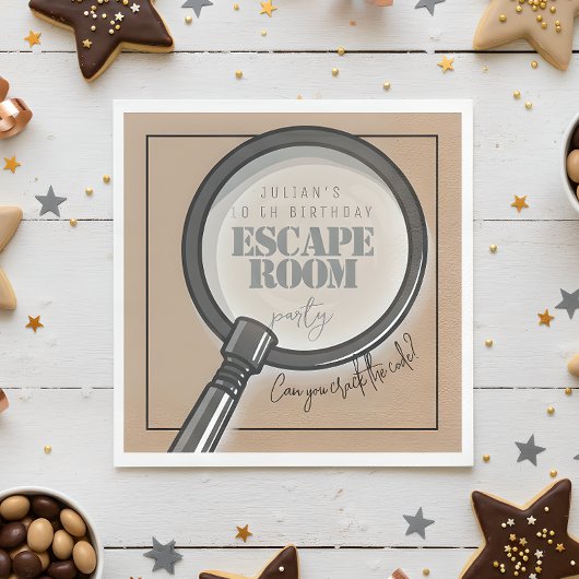 Escape room verjaardagsfeestje servet