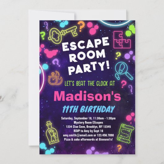 Escape Room Verjaardagsfeestuitnodiging voor kinde Kaart (Voorkant)