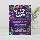 Escape Room Verjaardagsfeestuitnodiging voor kinde Kaart (Staand voorkant)