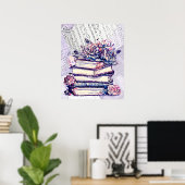 Escape Stack van oude  boeken met Rozen Poster (Thuiskantoor)