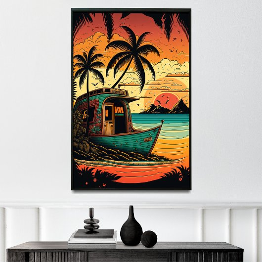 Escape to Fiji's Koraalrif Beach Cabanas Poster