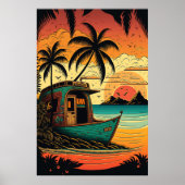 Escape to Fiji's Koraalrif Beach Cabanas Poster (Voorkant)