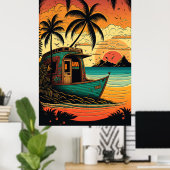 Escape to Fiji's Koraalrif Beach Cabanas Poster (Thuiskantoor)