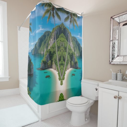 Escape to Paradise: Tropical Cove Douchegordijn (In situ)