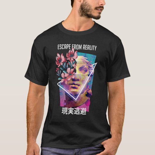 Escape van Reality Vaporwave esthetic Japans E T-shirt (Voorkant)