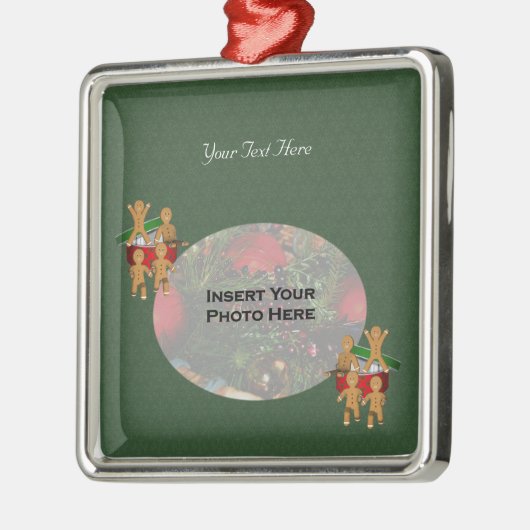 Escaping Gingerbrood Men Holiday Foto Ornament (Links)