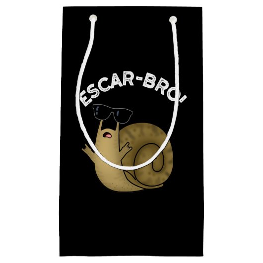 Escar-bro Funny French Escargot Snail pun Dark BG Klein Cadeauzakje (Voorkant)