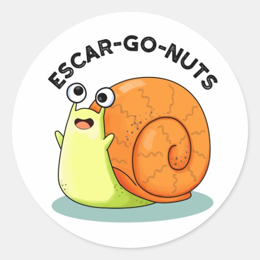Escar-go Nuts Funny Escargot Snail-woordje Ronde Sticker (Voorkant)