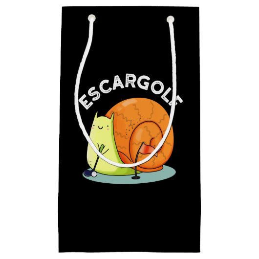 Escar-golf Funny Escargot Snail Pun Dark BG Klein Cadeauzakje (Voorkant)