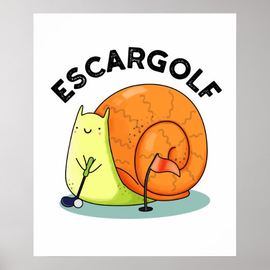 Escar-golf Funny Escargot Snail-woordje Poster (Voorkant)