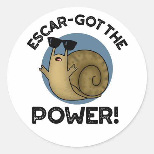 Escar-got de Power Funny Snail-woordje Ronde Sticker (Voorkant)