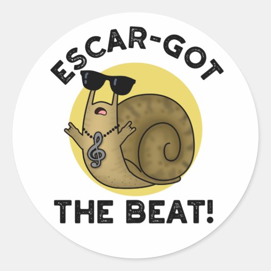 Escar-got The Beat Funny Franse slak pun Ronde Sticker (Voorkant)