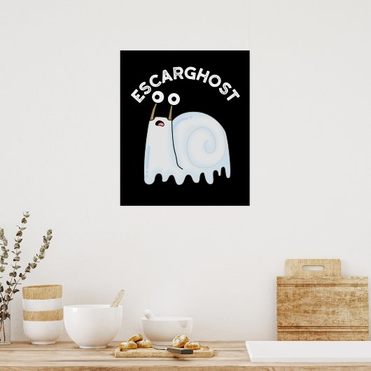 Escarghost Funny French Ghost Snail Pun Dark BG Poster (Keuken)