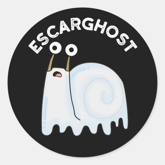 Escarghost Funny French Ghost Snail Pun Dark BG Ronde Sticker (Voorkant)
