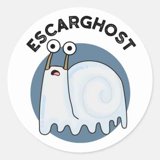 Escarghost Funny French Ghost Snail Pun Ronde Sticker (Voorkant)