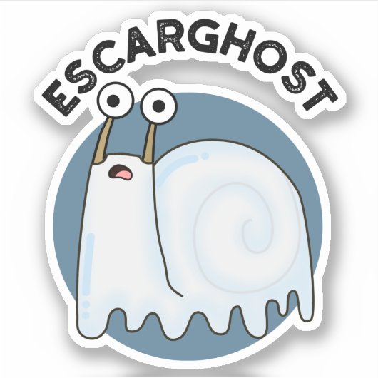Escarghost Funny French Ghost Snail Pun Sticker (Voorkant)
