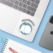 Escarghost Funny French Ghost Snail Pun Sticker (Laptop met iPhone)