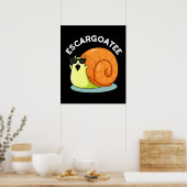 Escargoate Grappige Slak Escargot Pun Dark BG Poster (Keuken)