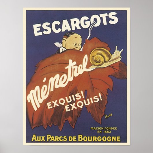 Escargot Mementrel Vintage Ad Poster (Voorkant)