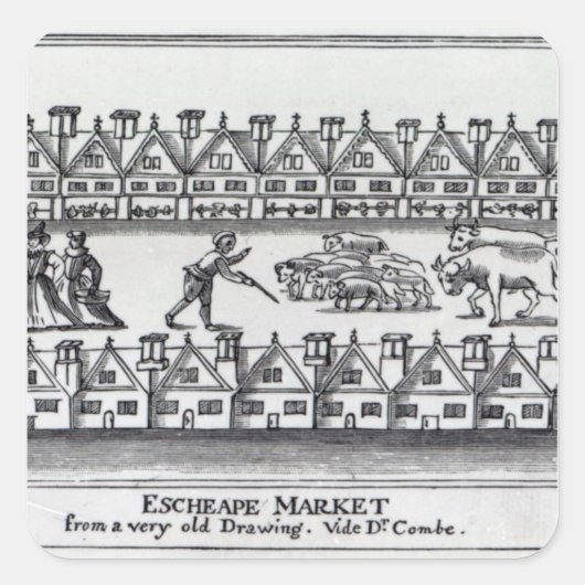 Escheapenmarkt Vierkante Sticker (Voorkant)